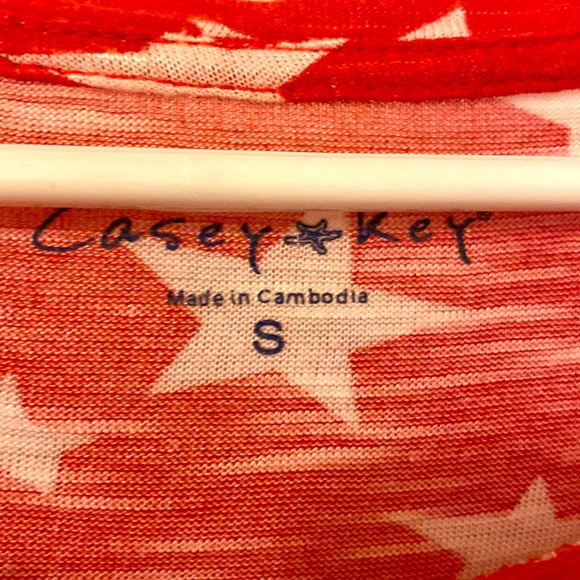 American Woman Casey Key Red W & B Tee Sz S - Picture 3 of 6